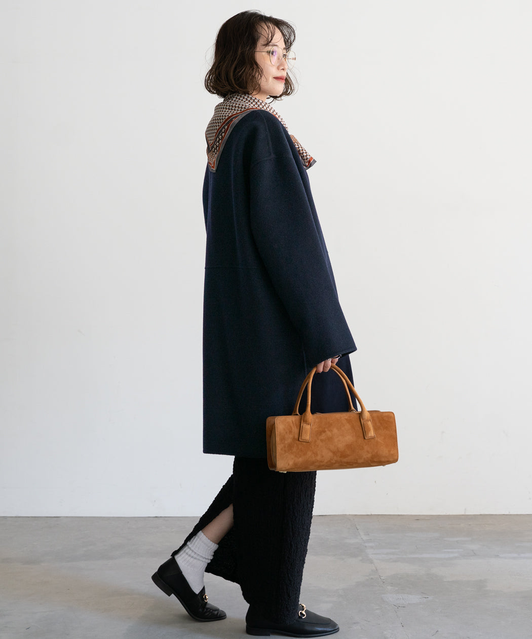 WOOL NO-COLLAR COAT