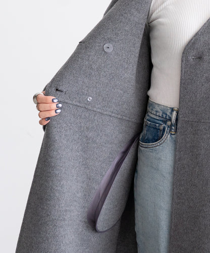 WOOL NO-COLLAR COAT