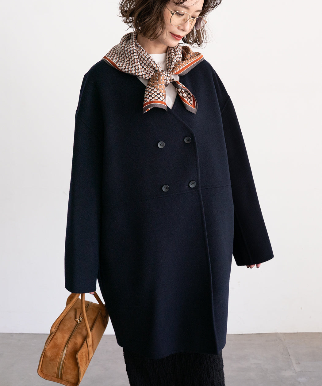 WOOL NO-COLLAR COAT