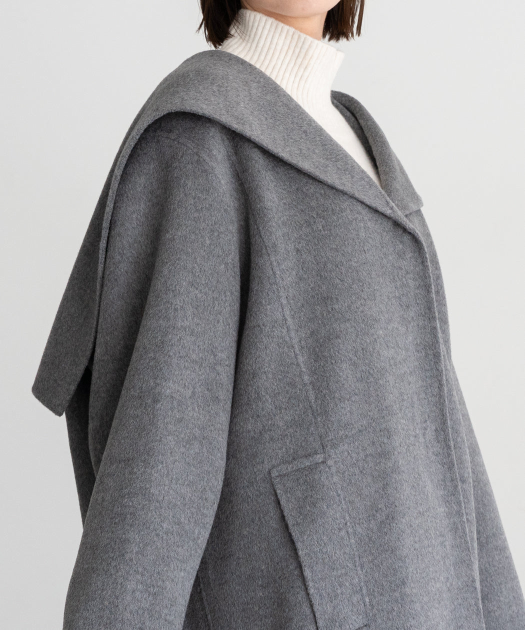 スノードレル　セーラーカラーコート　グレー　M yuki ブロガー　ドキコさん WOOL SAILOR-COLLAR COAT – SNORDREL