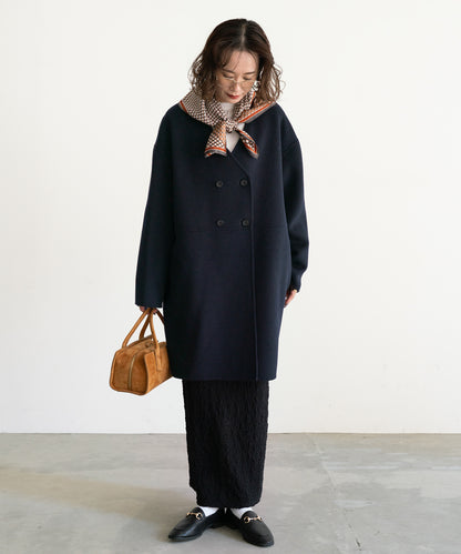 WOOL NO-COLLAR COAT