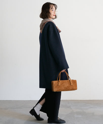 WOOL NO-COLLAR COAT